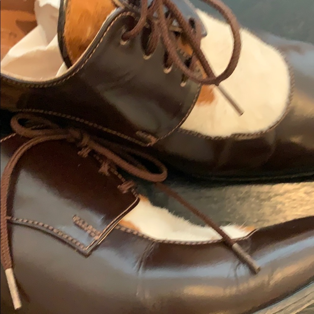 GREATER L.A. leather & ponyhair lace up heels 5.5 - Picture 7 of 8